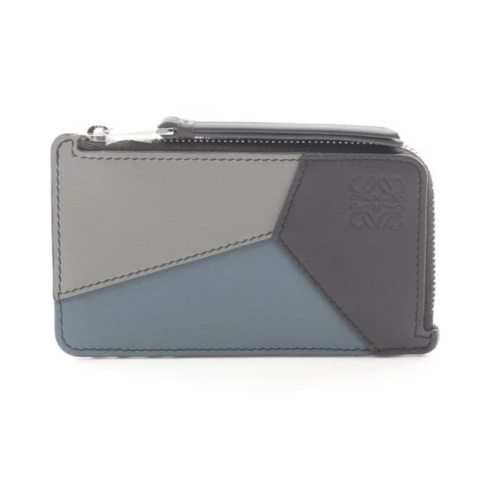 Loewe Puzzle Card Case Wallet Coin Purse Wallet Leather Gray Blue